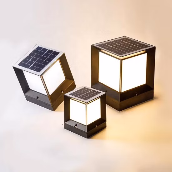 Luz solar del pilar del poste LED del jardín de la cerca de la puerta cuadrada impermeable al aire libre moderna