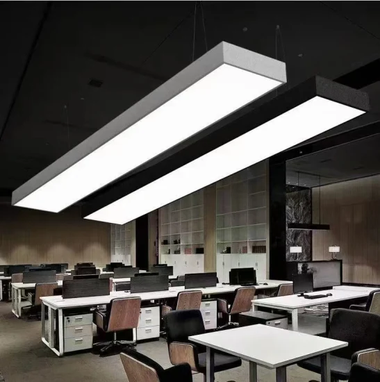 Luz lineal LED colgante de oficina con sección de caja económica